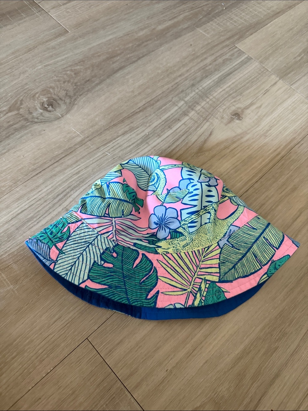 Carter's Pink Tropical Leaf Print Reversible Bucket Hat